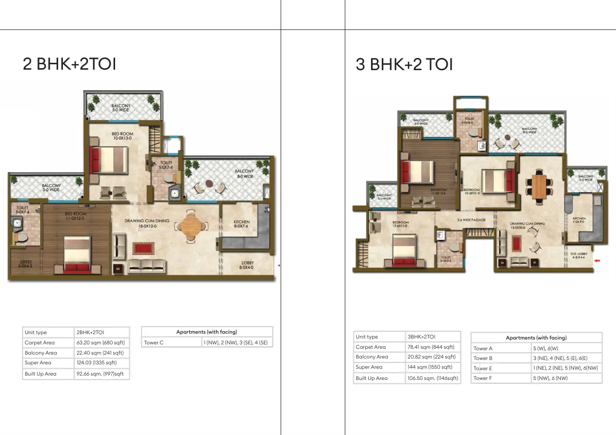 Published Circuit Heights two- and three-bedroom floor plan sheet